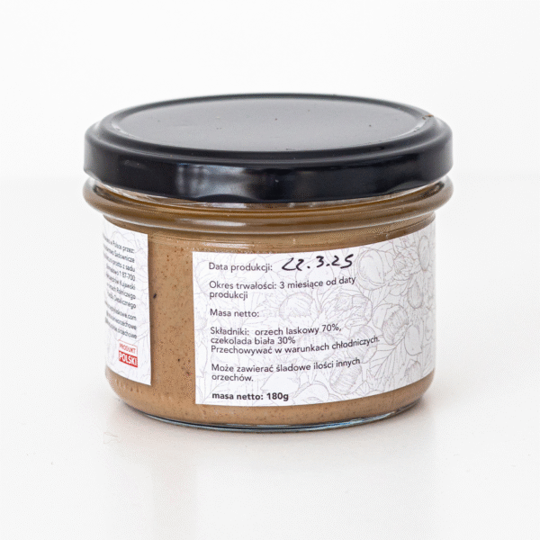 Krem z orzechów laskowych z czekoladą białą (180g)