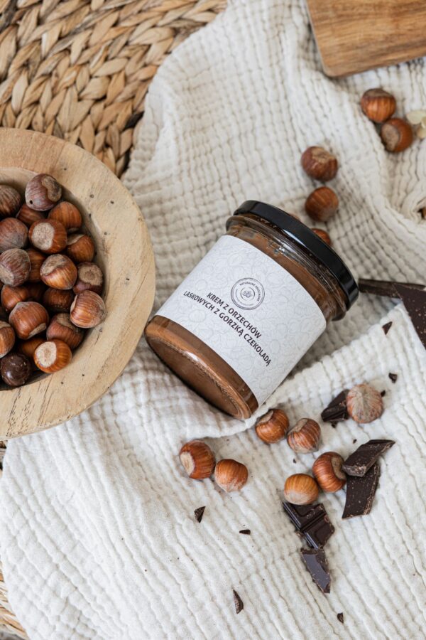 IMG_8588zm Krem z orzechów laskowych z gorzką czekoladą (320g) – naturalny krem bez oleju palmowego